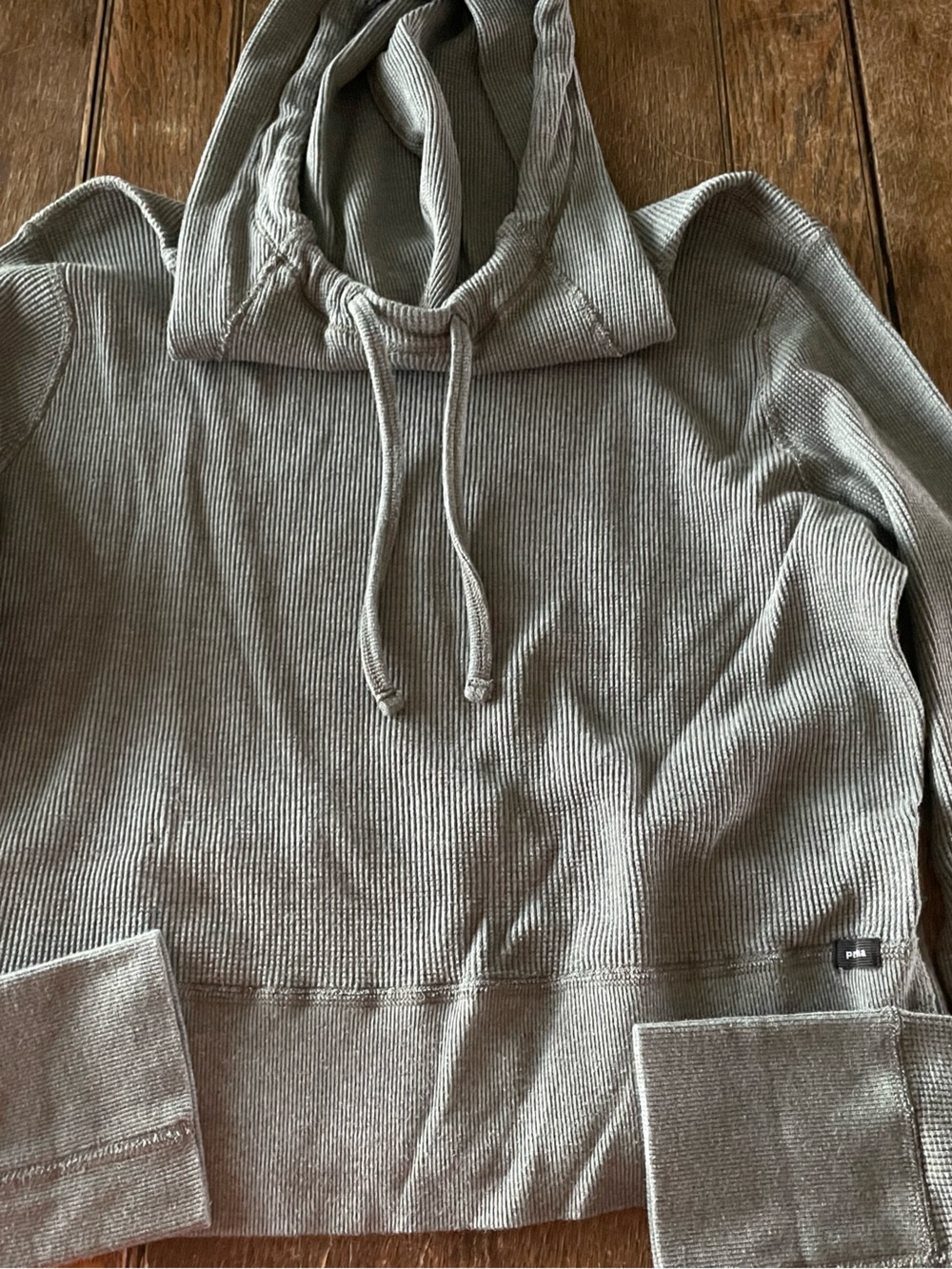 Long-Sleeve Hooded Waffle Knit Shirt (cropped length) - Prana - Women’s XL